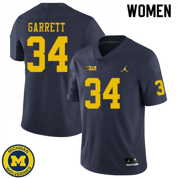 Womens Michigan Wolverines #34 Julian Garrett Navy Player Jersey